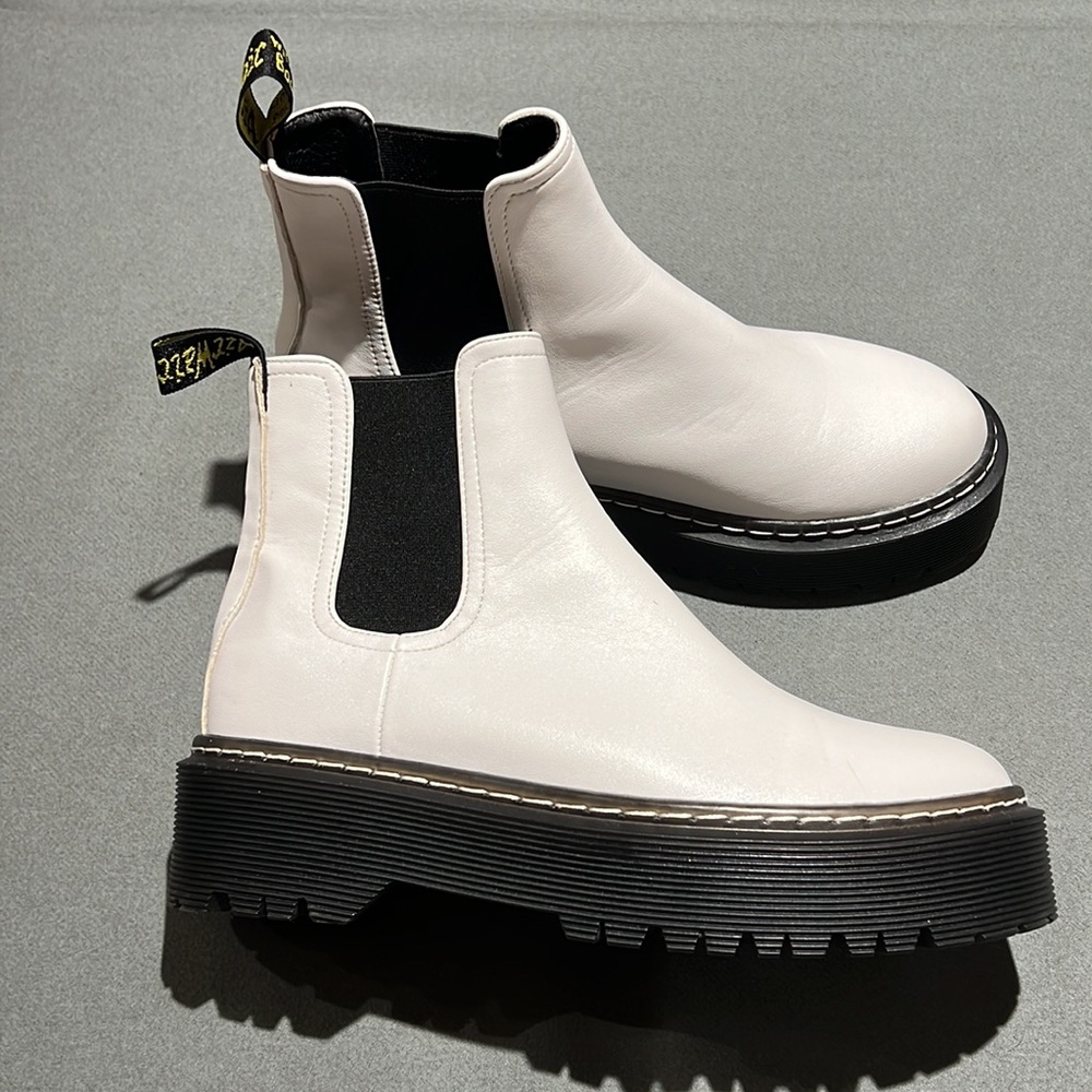 White Chunky Platform Ankle Chelsea Boots Size 38